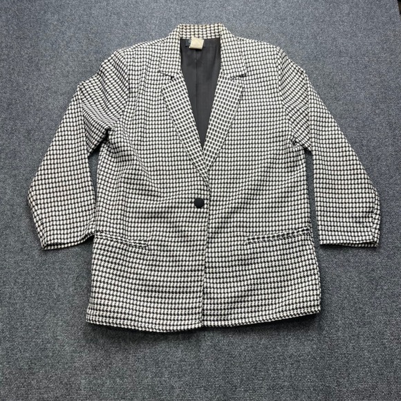 Michele Leslie Jackets & Blazers - Michele Leslie Vintage Houndstooth Blazer Black White Longline Jacket